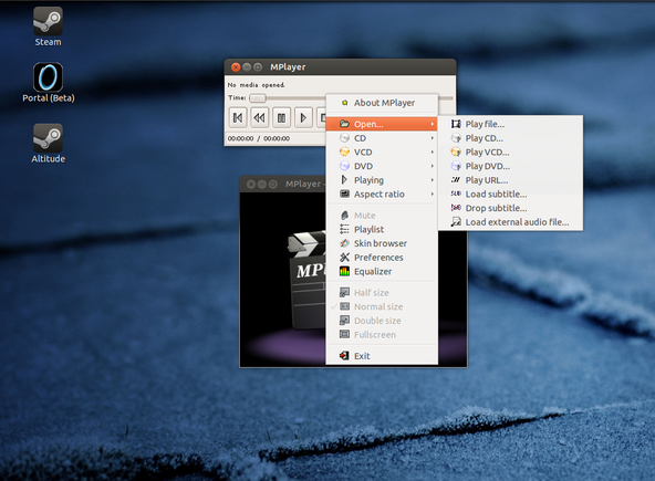 Fig.04: Mplayer GUI app - opening a media file (click to enlarge image)