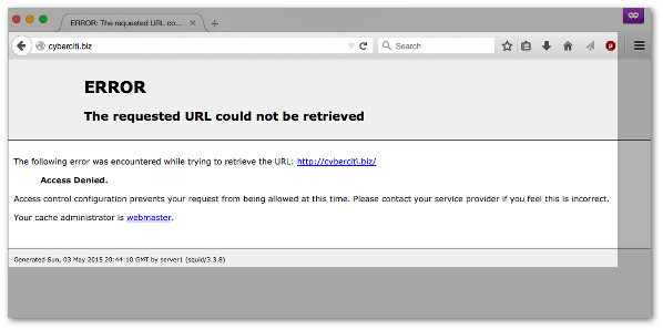 Fig.01: Firefox is blocked using Squid 3.x