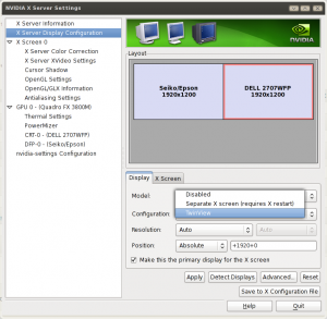 Linux NVIDIA X Server Dual Monitor Settings Gui Tool