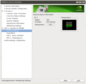 Find Linux NVIDIA X Server Settings GPU Temperature