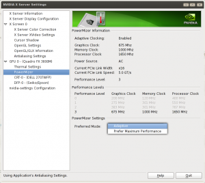 Linux NVIDIA X Server Settings Control Various GPU Settings