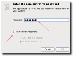 Fig.02: Gnome gksu authentication box for the target user