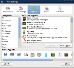 Fig.01: Set the preferences for Awn