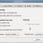 Preferences options