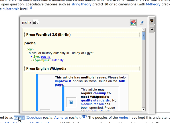 Fig.03: Look up pacha word using popup scan