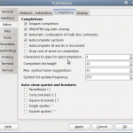 Code completions settings