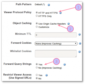 Fig.04: Configure default cache behavior settings