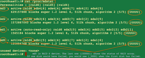 Fig. 04: Find the status of a Linux software raid command 