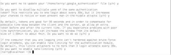 Fig.03: Google Authenticator Linux options