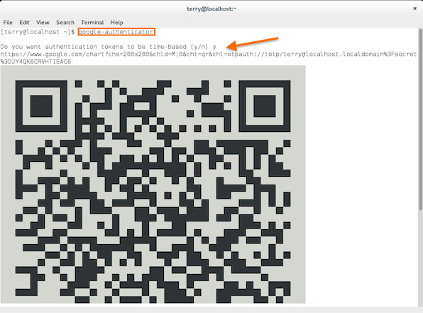 Fig.01: Google Authenticator app qr code for Linux