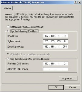 Fig.02: Windows XP TCP/IP Properties - DNS Settings And IP Address