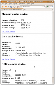 Fig.03: Firefox Memory / Disk Cache Information