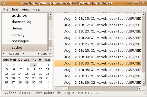 Fig.01 Gnome log file viewer