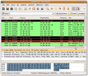 Fig.01 - Wireshark in action: Displaying output.txt tcpudum file