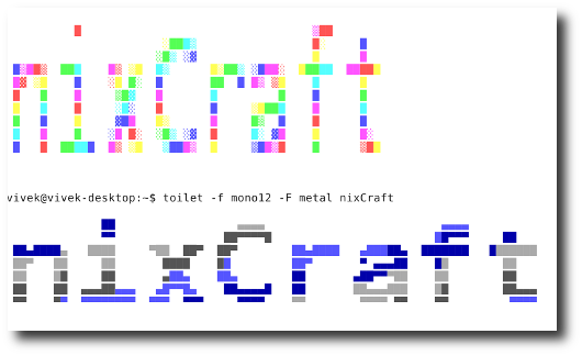 toilet UNIX / Linux command screenshot toilet UNIX / Linux command screenshot