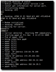 Fig.01: Configuring Photon+ Huawei EC 1260 in Linux (connected via ppp)