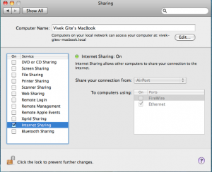 Fig.03: Mac OS X Sharing Airport Internet Connection With Ethernet Connected Computers