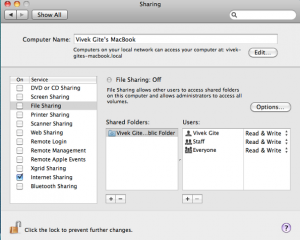 Fig.02: Mac OS X Sharing the Internet Connection