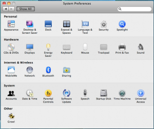Fig.01: Mac OS X System Preferences