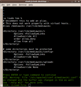 Fig.03: Save and Load File In Vim Again Without Login As Root