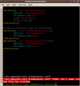 Fig.01: Vim Cannot Open File (Permission Problem)