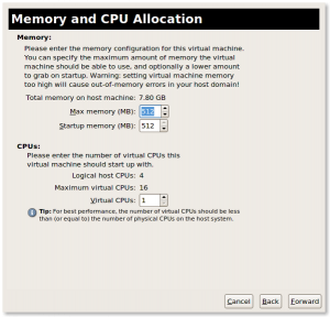 Fig.09: KVM Guest VM Memory and CPU Allocation Setup