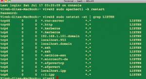 Fig.01: Restarting Apache 2 under Mac Os X Using command line options
