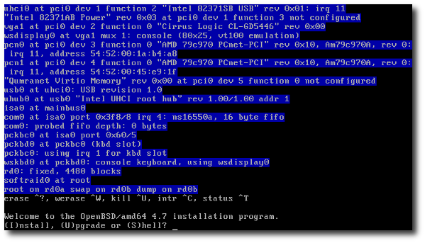 Fig.01: OpenBSD installation started over the VNC session
