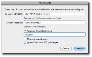 Fig.08: Setting up an NFS mount options in the dialog box