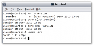 Fig.01: UNIX Check ksh version command ouput