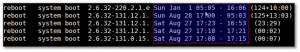 Fig.01: Linux Reboot Command Line Log Using last Command