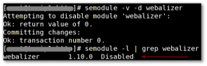 Fig.01: semodule command disabling SELinux policy module