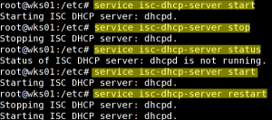 Fig.01: Debian Linux: Start / Stop / Restart DHCPD Server Commands