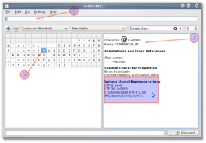 Fig.03: KDE - unicode character look up utility