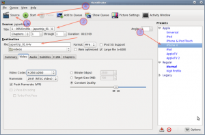 Fig.02: Handbreak GUI App For AVI to M4V (iPhone / iPOD) Format Conversion