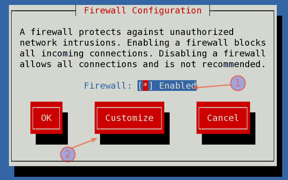 Fig.02: system-config-firewall-tui in action