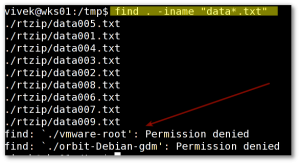 Fig. 01:  Find will show a error message for each directory on which you don't have read permission.