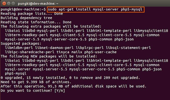 Fig.03: Ubuntu Linux Install MySQL to Manage Site Data with PHP