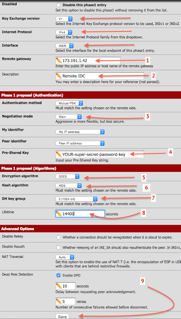 Fig.05: PFSense New IPsec VPN Tunnel Phase 1 Configuration