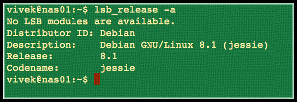Fig.01: Finding Linux distro version and name command