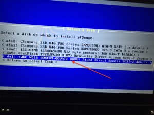 Fig. 06: Select a disk to install pfSense (click to enlarge)