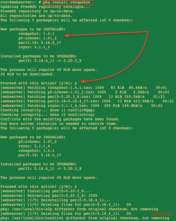 Fig.01: To add the package type 'pkg install rsnapshot' command