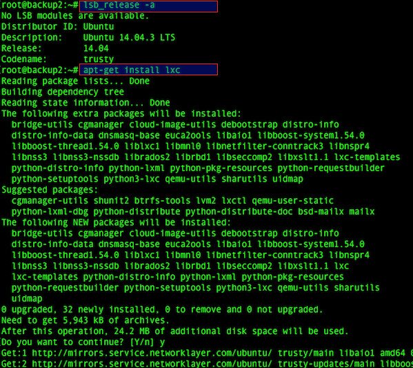 Fig.02: Installing LXC on Ubuntu