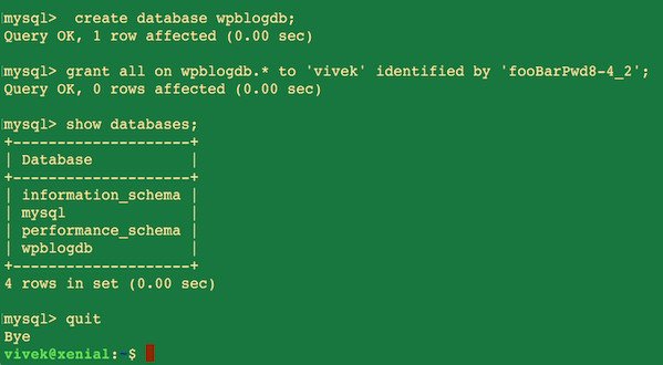 Fig.05: Mysql admin: New MySQL User and Database