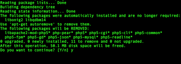 Fig.02: Deleting old php 5.6 packages