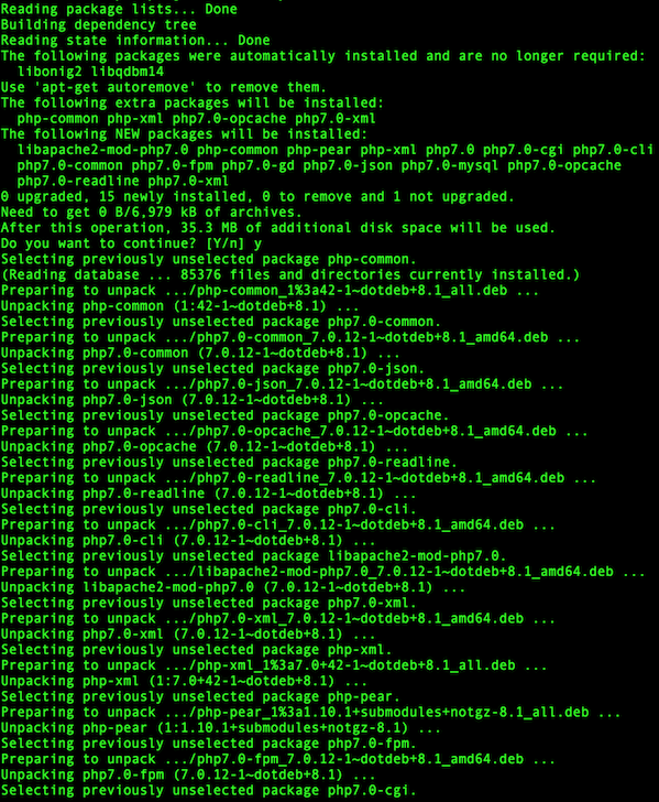 Fig.04: Installing PHP7 on my Debain 8.6 server