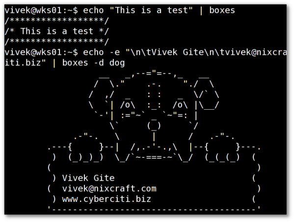 Unix / Linux: Boxes Command To Draw Various Designs