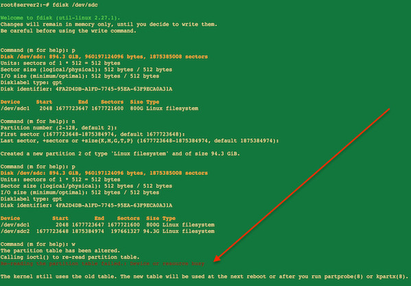 fdisk command in action
