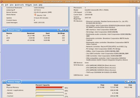 PHP script that displays information such as RAM, CPU
