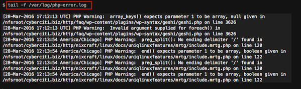 Fig.01: PHP error log output